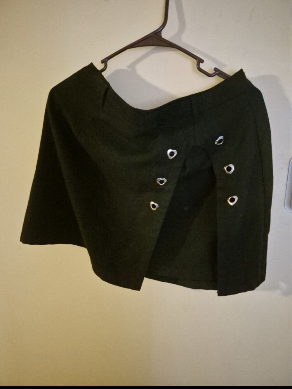 Hot Topic Black A-Line Mini Skirt with Silver Heart Eyelets